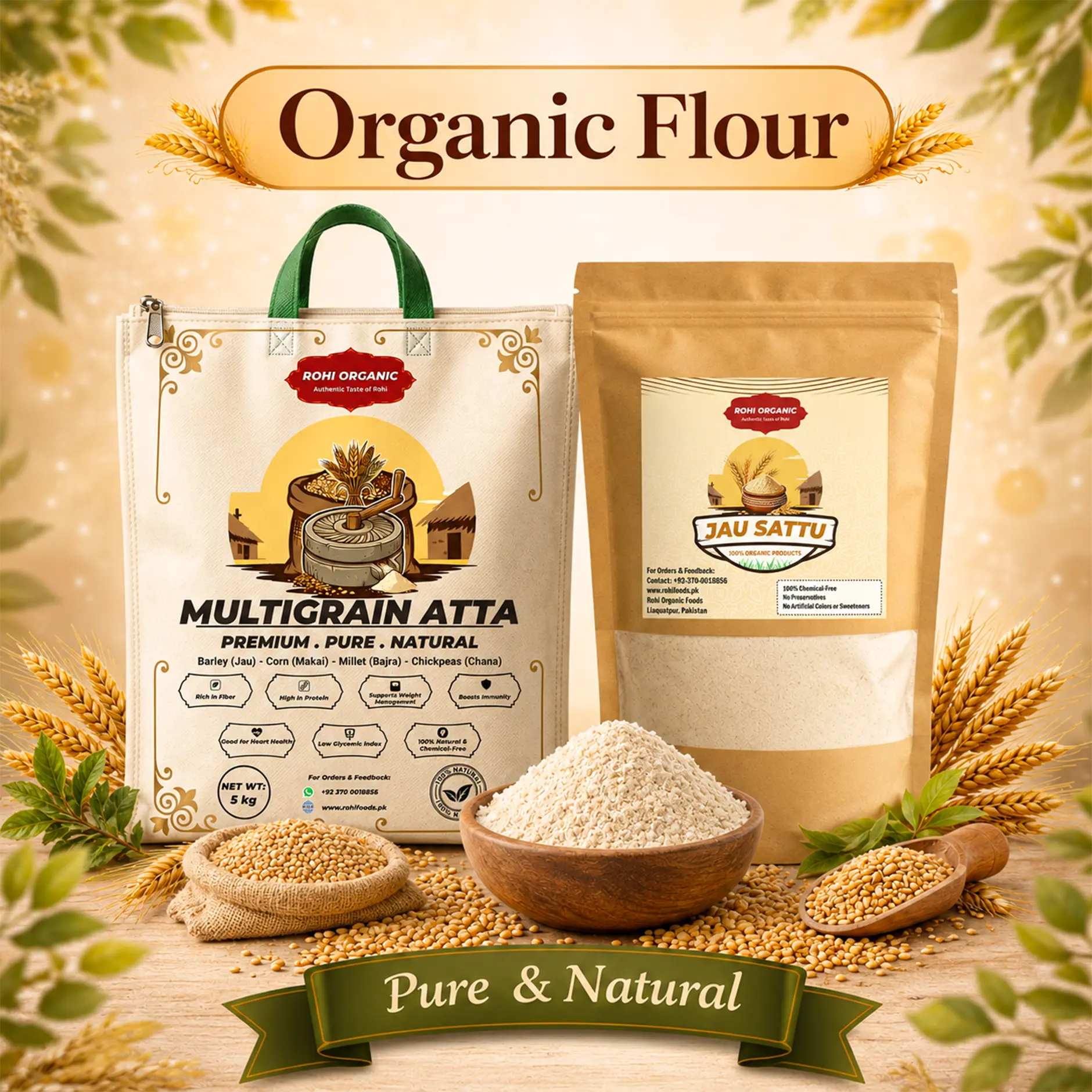 Multigrain atta in Pakistan Rohi Foods healthy flour for soft roti