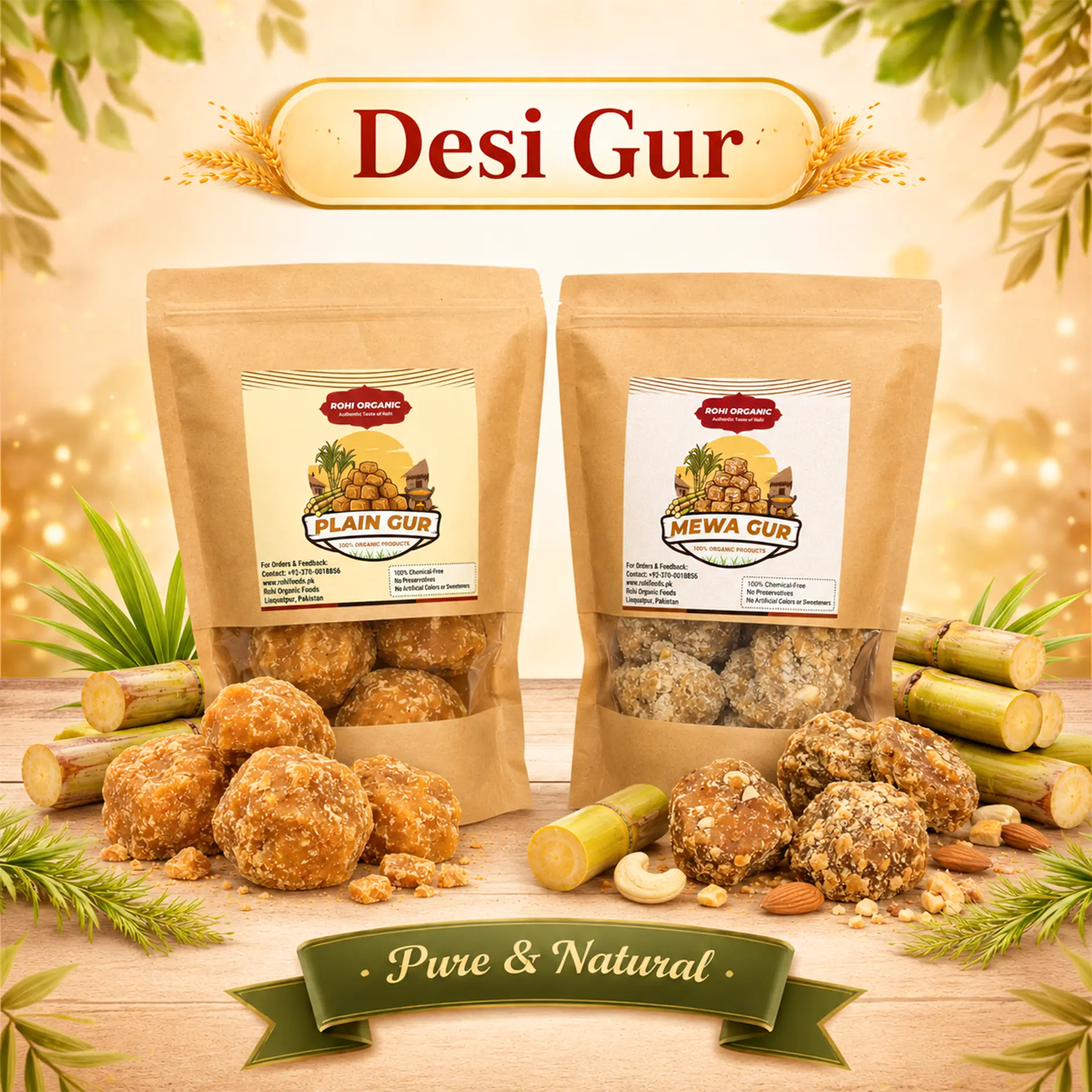 Pure Desi Gur in Pakistan Rohi Foods natural jaggery